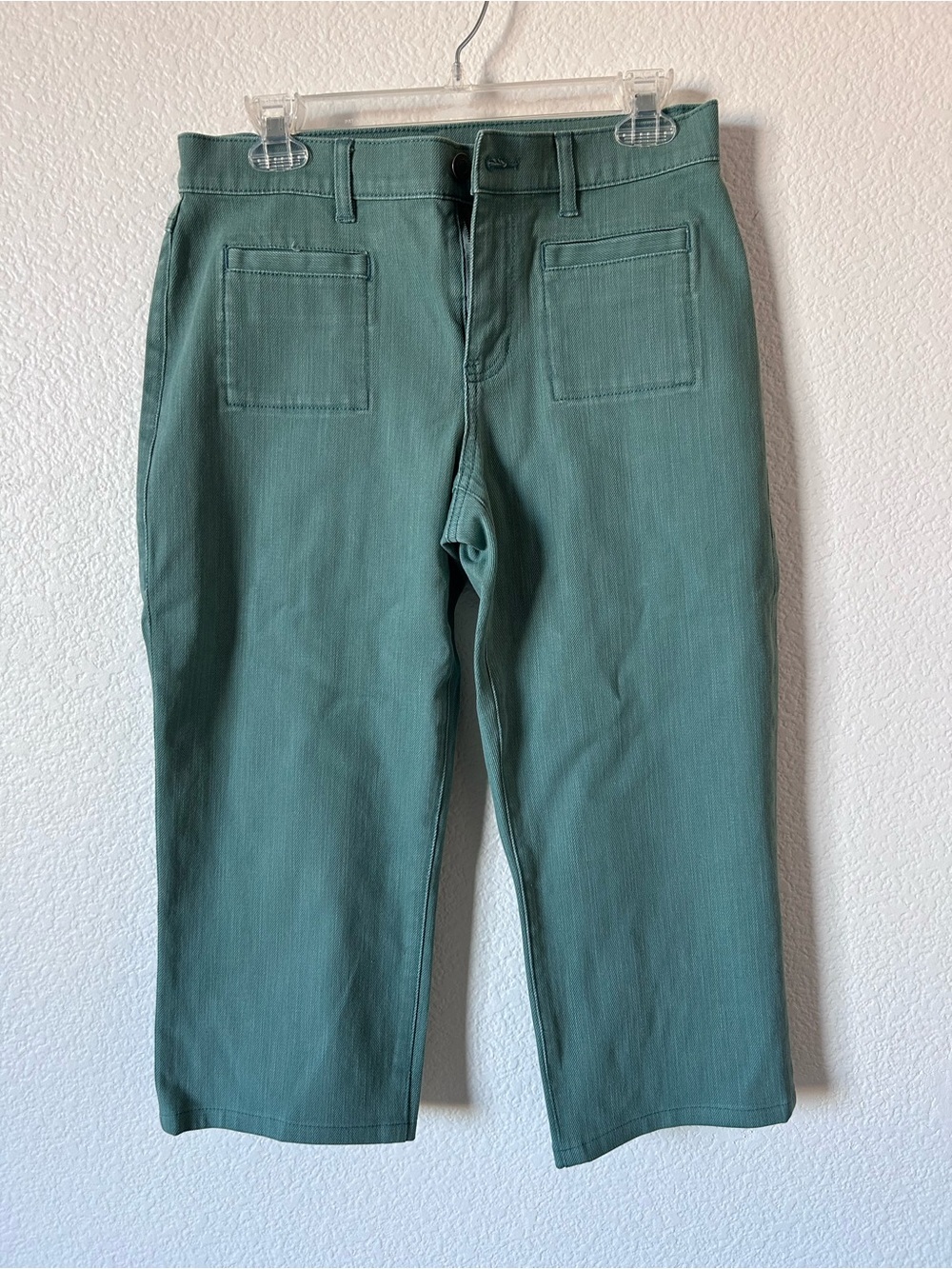 CAbi Faded Green High-Rise Straight Capris Pants